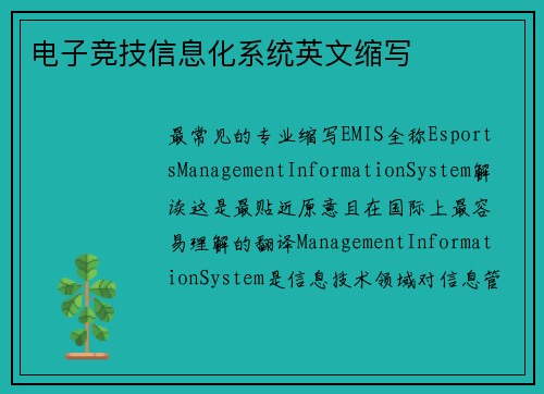 电子竞技信息化系统英文缩写